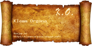 Klemm Orgona névjegykártya